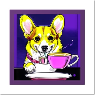 Corgi And Coffee Posters and Art